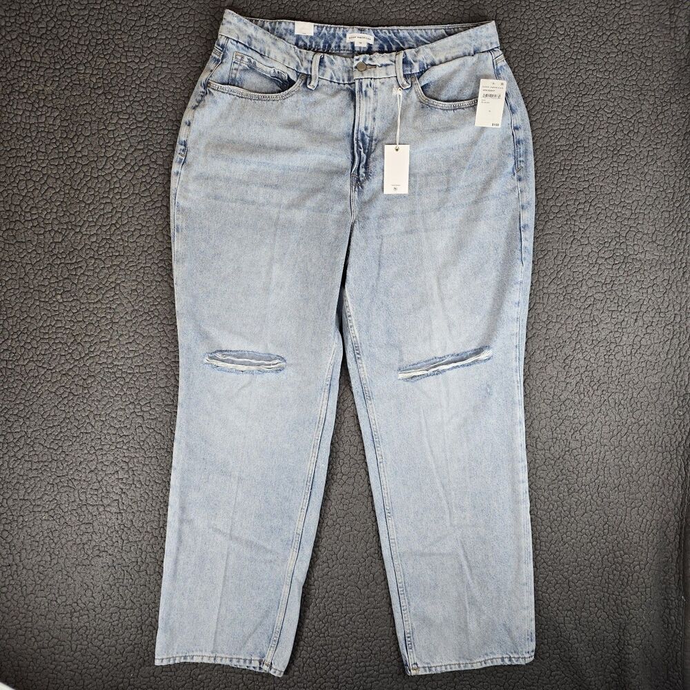 NWT Good American Jeans Womens 15 Blue Good 90s Relaxed Mid Rise Dropped Crotch